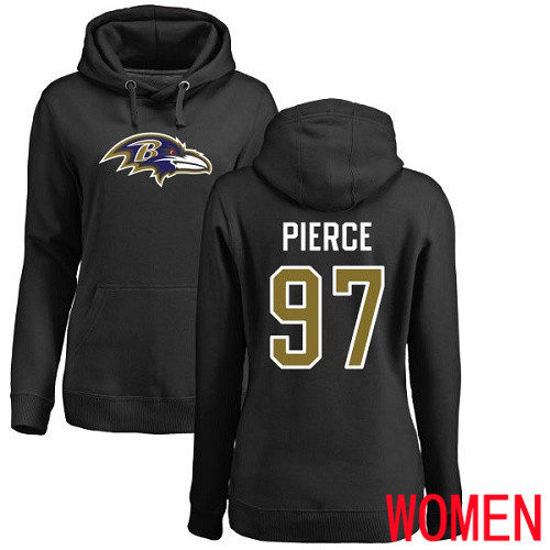 Baltimore Ravens Black Women Michael Pierce Name and Number Logo NFL Football 97 Pullover Hoodie Sweatshirt